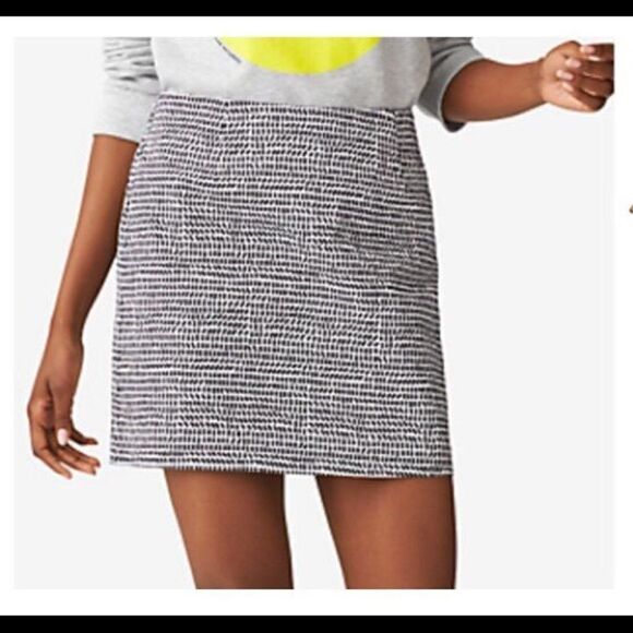 New Kate Spade Saturday Black White Shuffle Shape A-line Skirt Size 0 - Picture 1 of 7